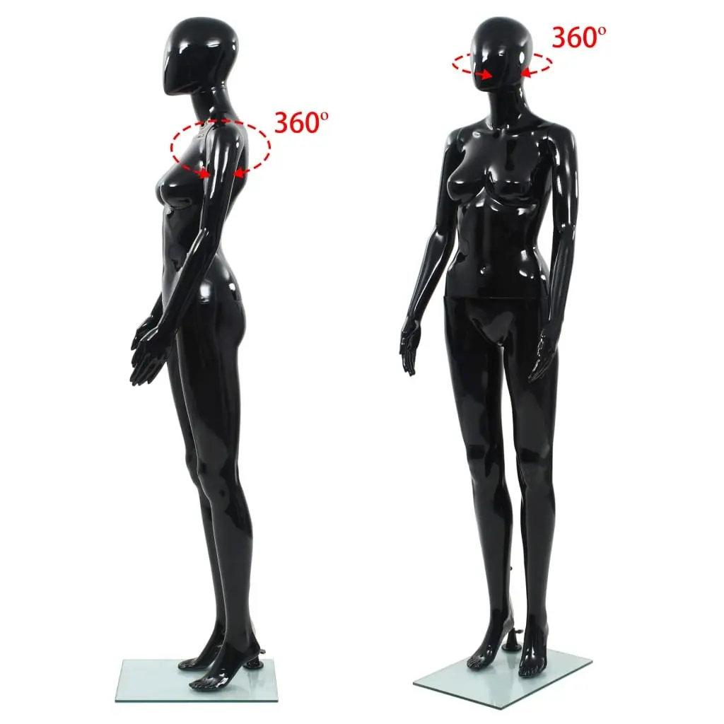 Full Body Female Mannequin 175cm Glossy Black Glass Base Display