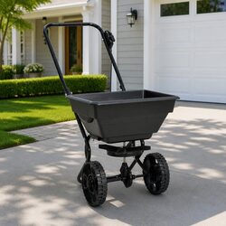 Walk Behind Salt Spreader Garden Lawn Fertilizer Spreader Tool White 80x46x75cm