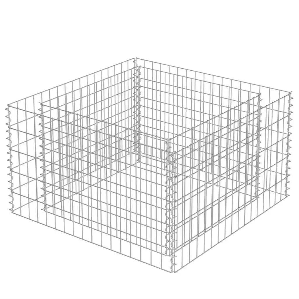 Gabion Raised Bed Garden Planter 90x90x50cm Galvanised Steel Weather Resistant