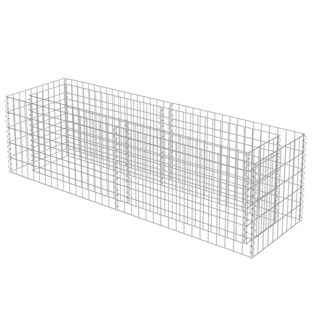 Gabion Raised Bed 180x50x50 cm Galvanised Steel Sturdy Structure for Garden Planter