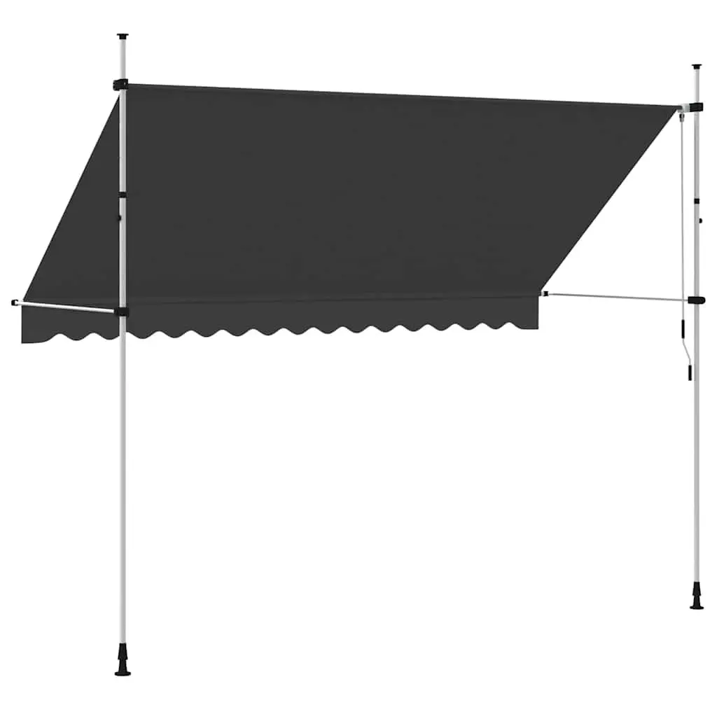 Retractable Awning 350cm Manual Operation Polyester Canopy Steel Frame Weather Resistant