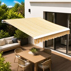 Awning Replacement Fabric Orange White 3.5x2.5m UV Resistant Polyester Canvas