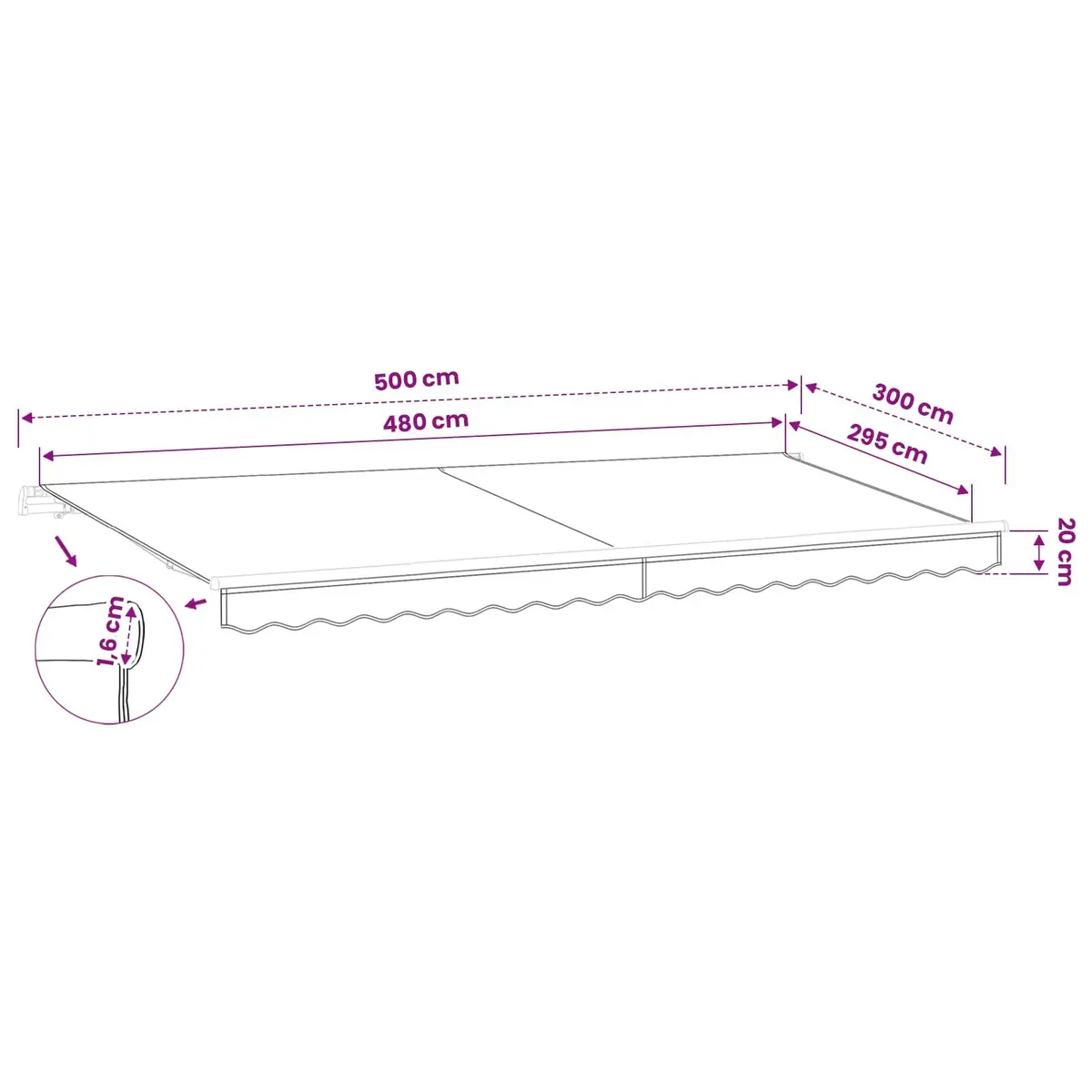 Awning Replacement Fabric 5x3m UV Resistant Polyester Canvas Top