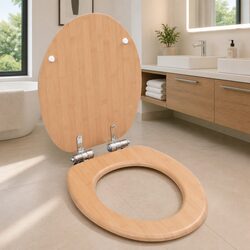 Natural Aesthetic Brown Toilet Seat with Soft Close Feature