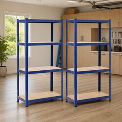 Maximize Space with Blue Industrial Storage Shelves, 2 Pack