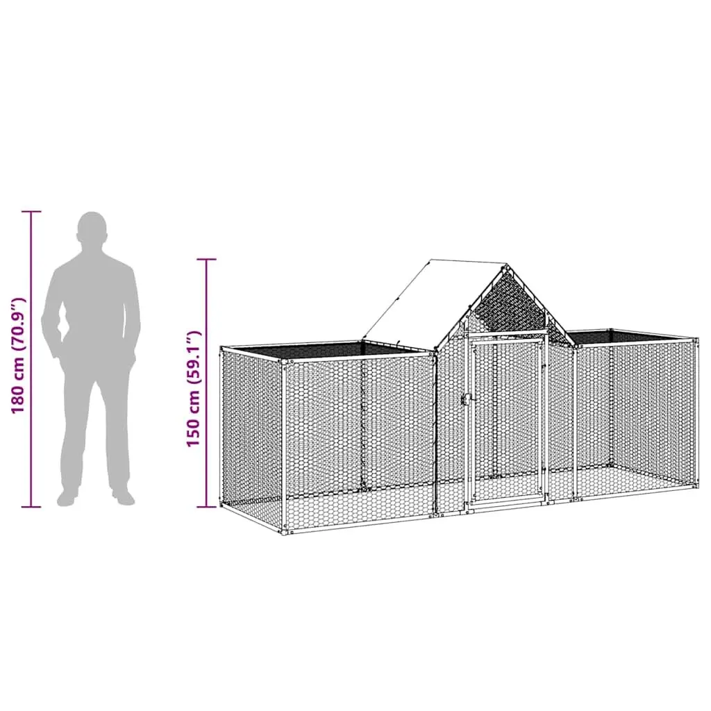 Chicken Coop 3x1x1.5m Galvanised Steel Durable Garden Poultry House Run Enclosure