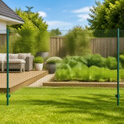 Wire Mesh Fence Panel with Posts Steel 25 x 1.5 m Garden Yard Fencing Green