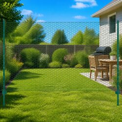 Wire Mesh Fence Panel Green 25x2 m Garden Poultry Farm Backyard Barrier Posts