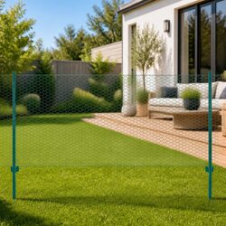 Wire Mesh Fence with Posts Steel 25x0.75 m Green Garden Fencing Barrier Panel