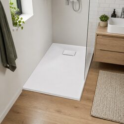 Shower Base Tray White 100x80 cm Low Profile Bathroom Fixture Skid Resistant
