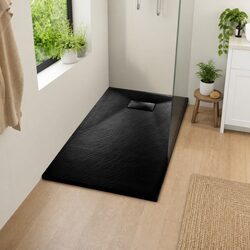 Shower Base Tray Black 100x80 cm Low Profile Bathroom Receptor Skid Resistant
