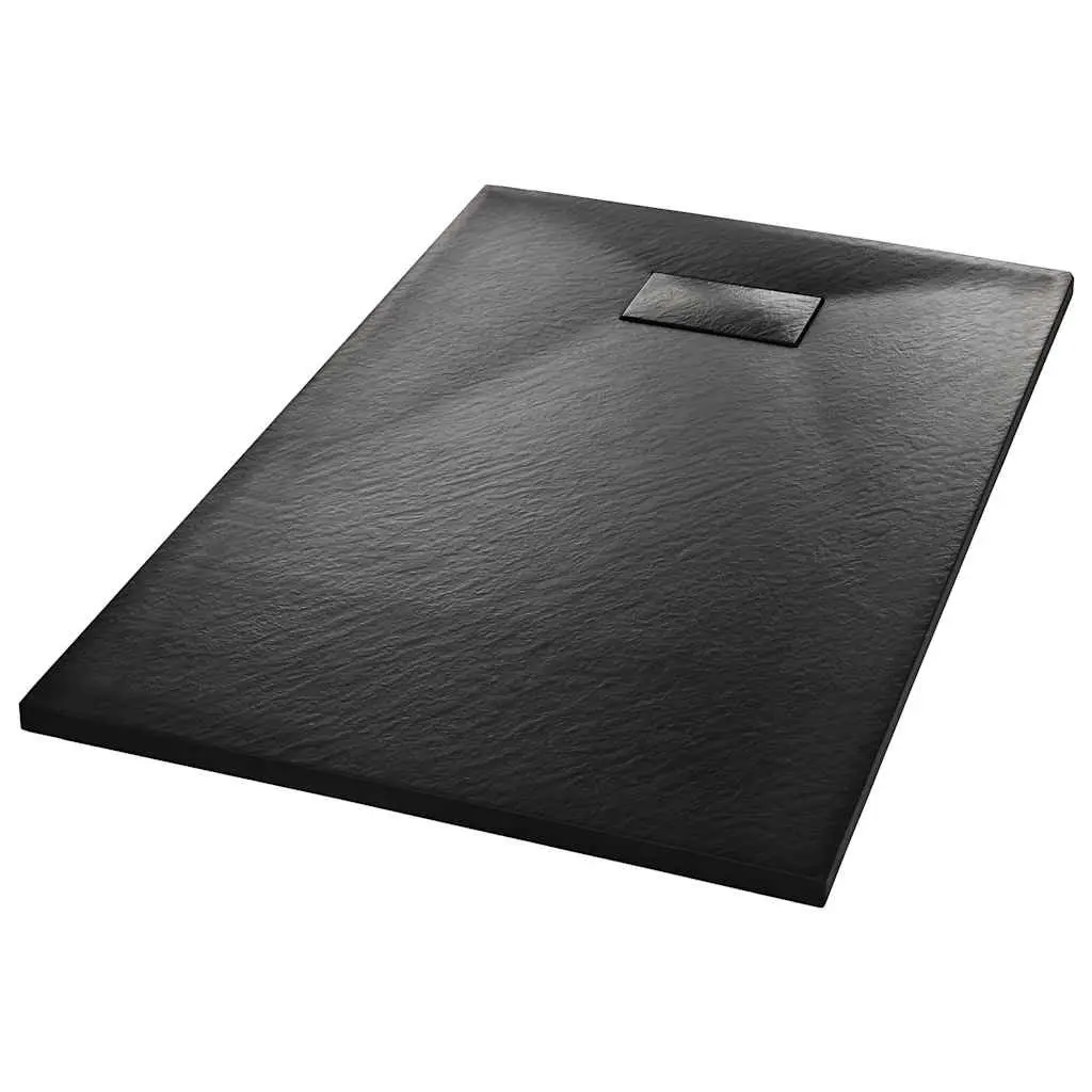 Shower Base Tray 100x80 cm Black Low Profile Skid Resistant