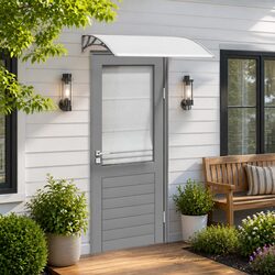 Door Canopy Window Awning Outdoor Shelter Grey Transparent Polycarbonate Shade