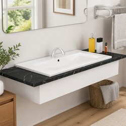 Elevate Your Bathroom with a White Ceramic Sink 91x39.5x18.5cm