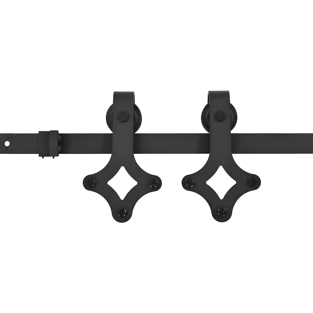 Sliding Door Hardware Kit 200cm Track Rail System with Rollers and Guides for Barn Doors
