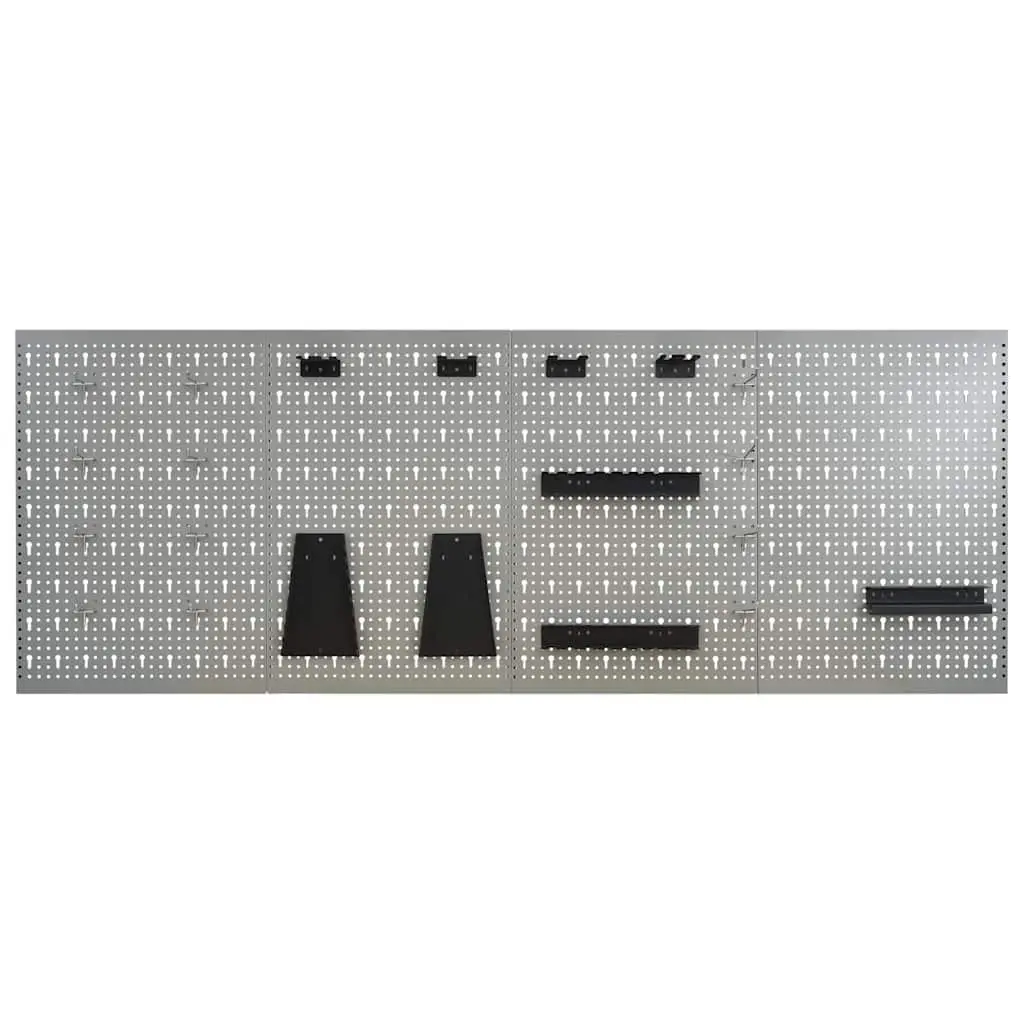 Wall-mounted Peg Boards 40x58 cm Steel Tool Storage Organisation Grey 4 Piece