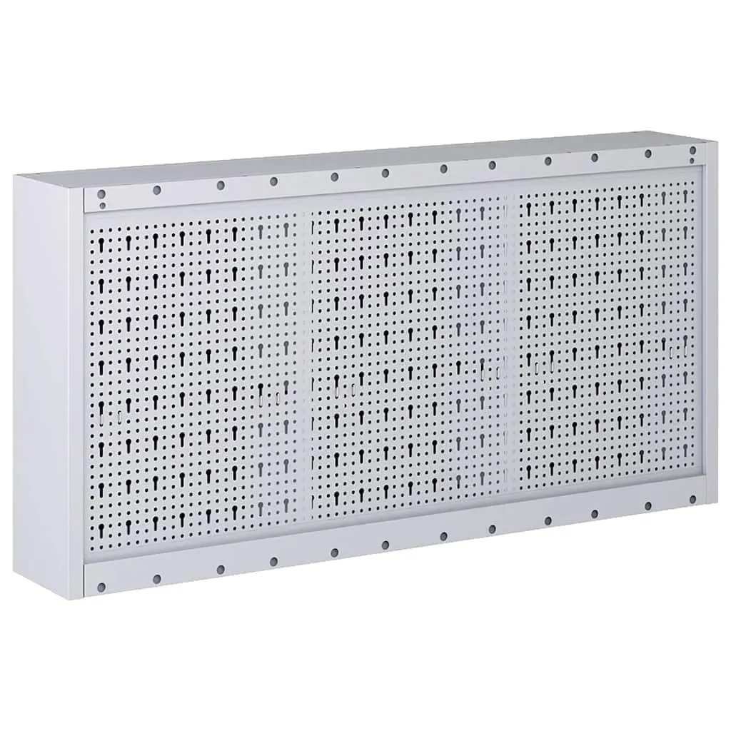 Wall Mounted Tool Cabinet Metal Storage Organizer Grey Black Industrial Style with Height Adjustable Shelves and Lockable Doors