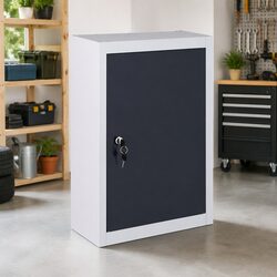 Wall Mounted Tool Cabinet Industrial Style Metal Grey Lockable Storage Organiser