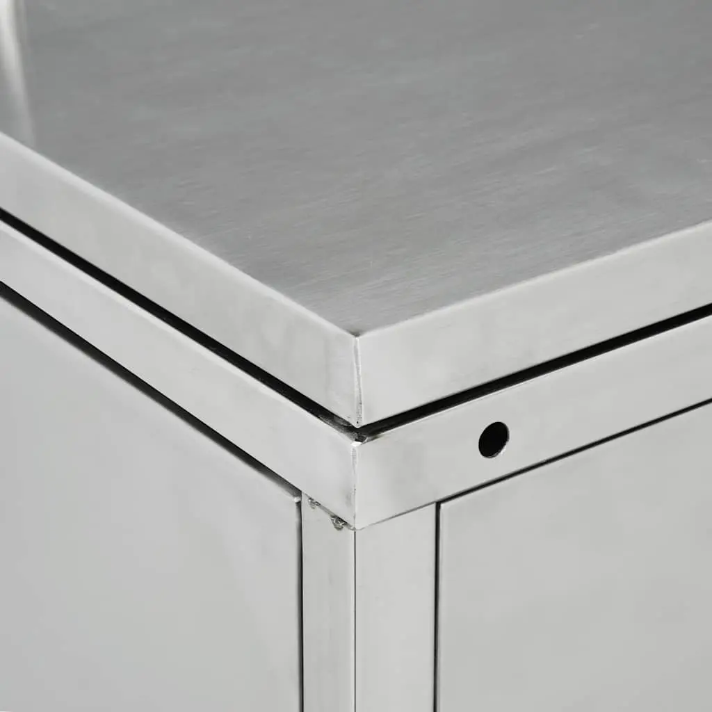 Double Wheelie Bin Shed 240L Stainless Steel Garbage Storage Enclosure Silver