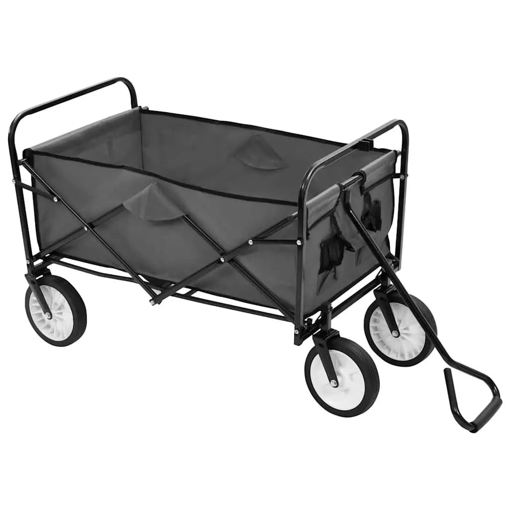 Folding Hand Trolley 75kg Capacity Steel Frame Oxford Fabric Garden Wagon