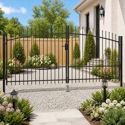Elegant Black Double Door Garden Gate - 400x224.5cm