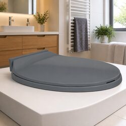 Grey Oval Soft-Close Toilet Seat