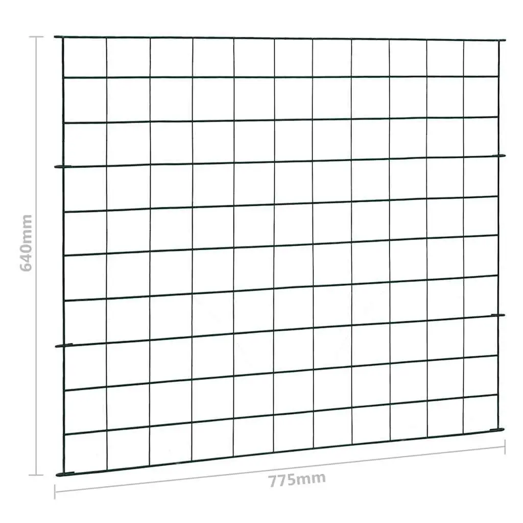 Garden Fence Panel Set 77.5x64 cm Green Powder Coated Steel Wire Rust Resistant Easy Installation