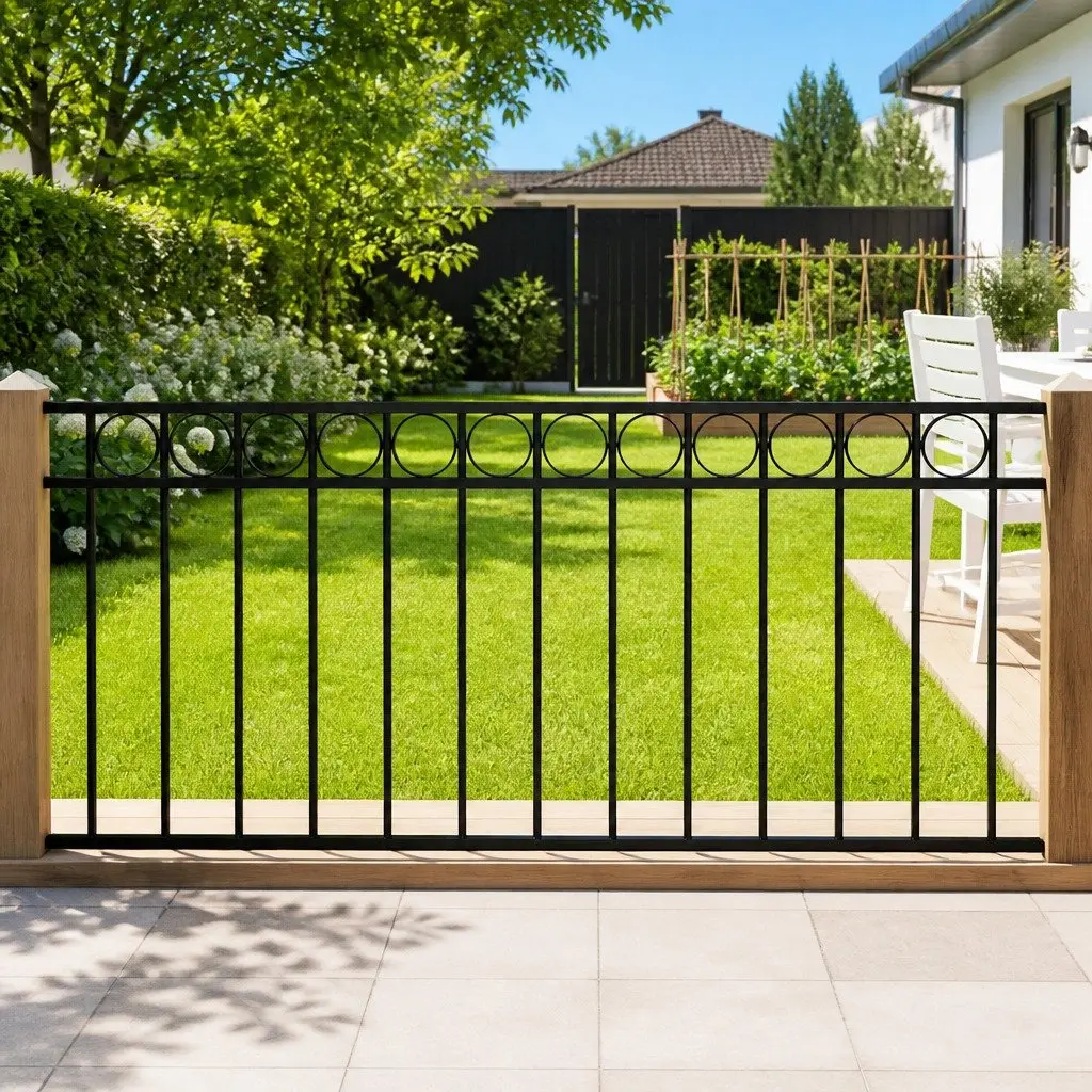 Steel Fence Panel Garden Patio Partition Black 1.7x1m Weather Resistant Durable