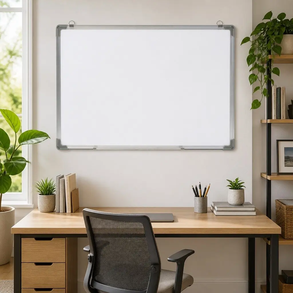 Magnetic Dry Erase Whiteboard 70x50cm Lacquer-coated Steel Surface Wall Mounted