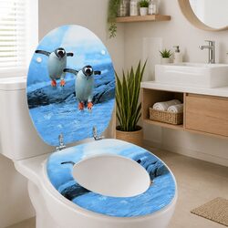 Charming Penguin Toilet Seat – Multicolour Adjustable Fixture