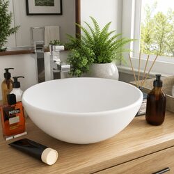 Transform Your Space with a Round Matt White Ceramic Sink 32.5cm