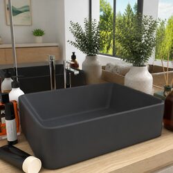 Elevate Your Bathroom Aesthetic with Matt Grey Vessel Sink 41x30x12cm