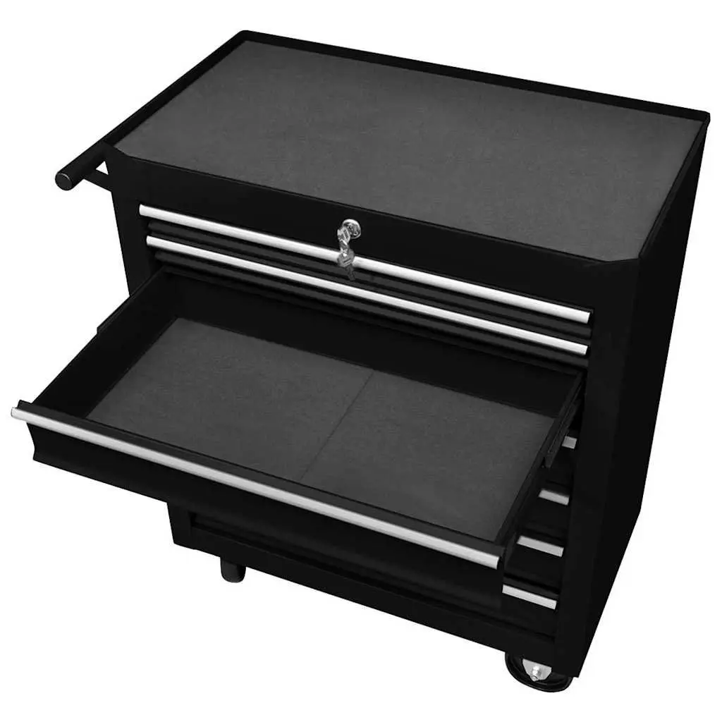 Workshop Tool Trolley 7 Drawers Lockable Storage Organiser with Countertop and Side Handle