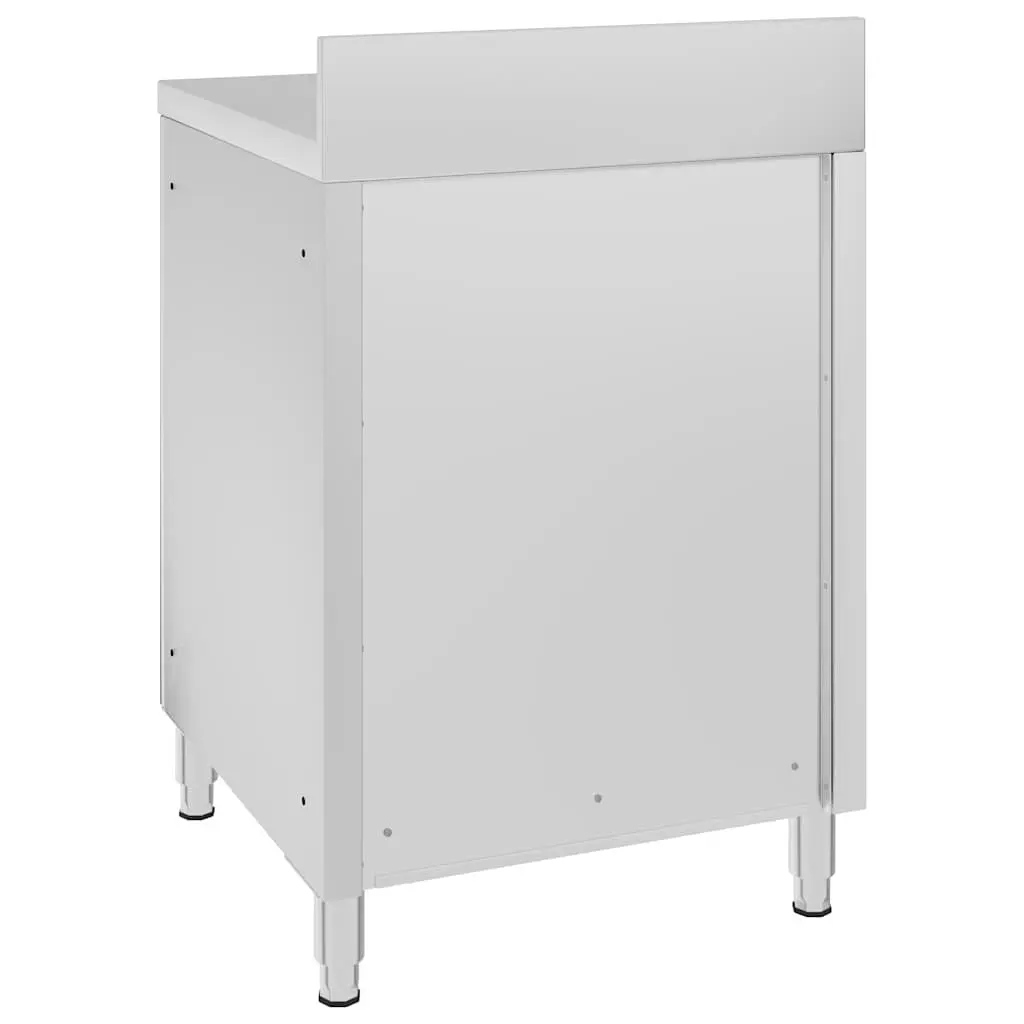 Stainless Steel Work Table 60x60x96cm with Bottom Storage Cabinet and Adjustable Feet