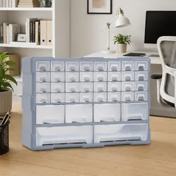 Multi-Drawer Organiser 38 Drawers Tool Storage Cabinet Box Grey Hardware