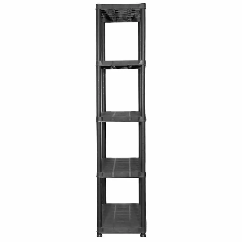 5-Tier Storage Shelf Black Plastic Shelving Unit Bookcase Display Rack Stand