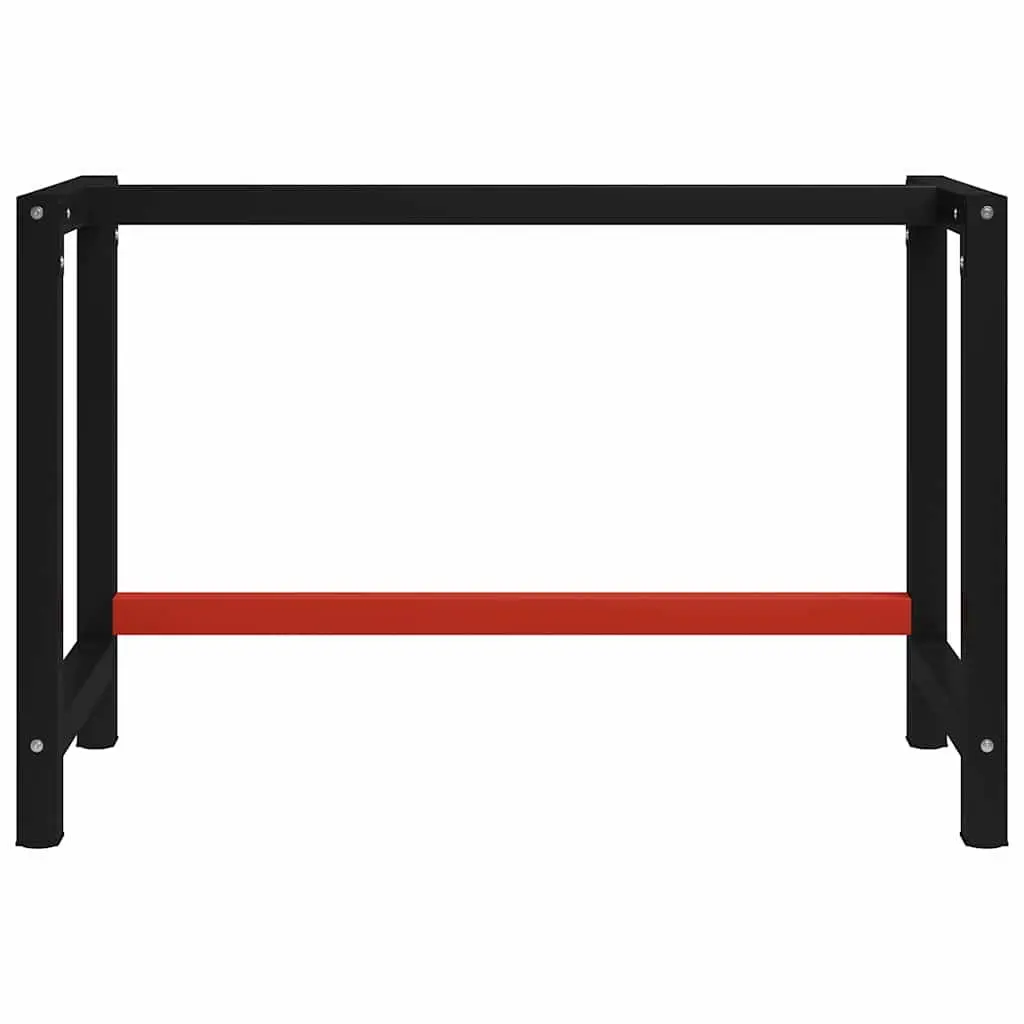 Work Bench Frame Metal 120x57x79cm Black Red Sturdy Workshop Table Legs Support
