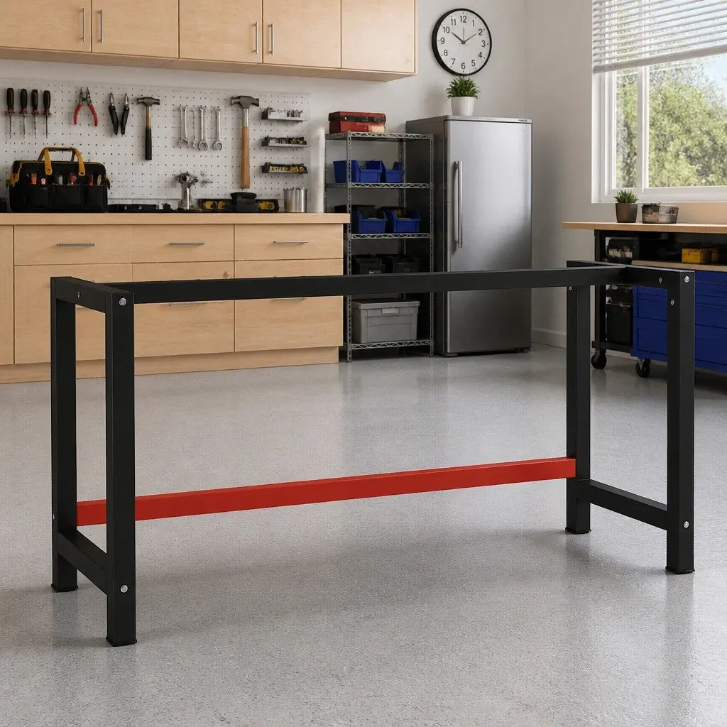 Metal Work Bench Frame Heavy Duty Powder Coated Black Red Industrial