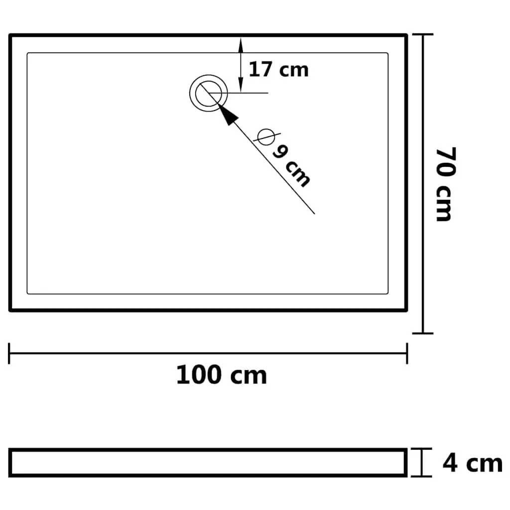 Rectangular Shower Base Tray White 70x100 cm Low Threshold Modern Bathroom