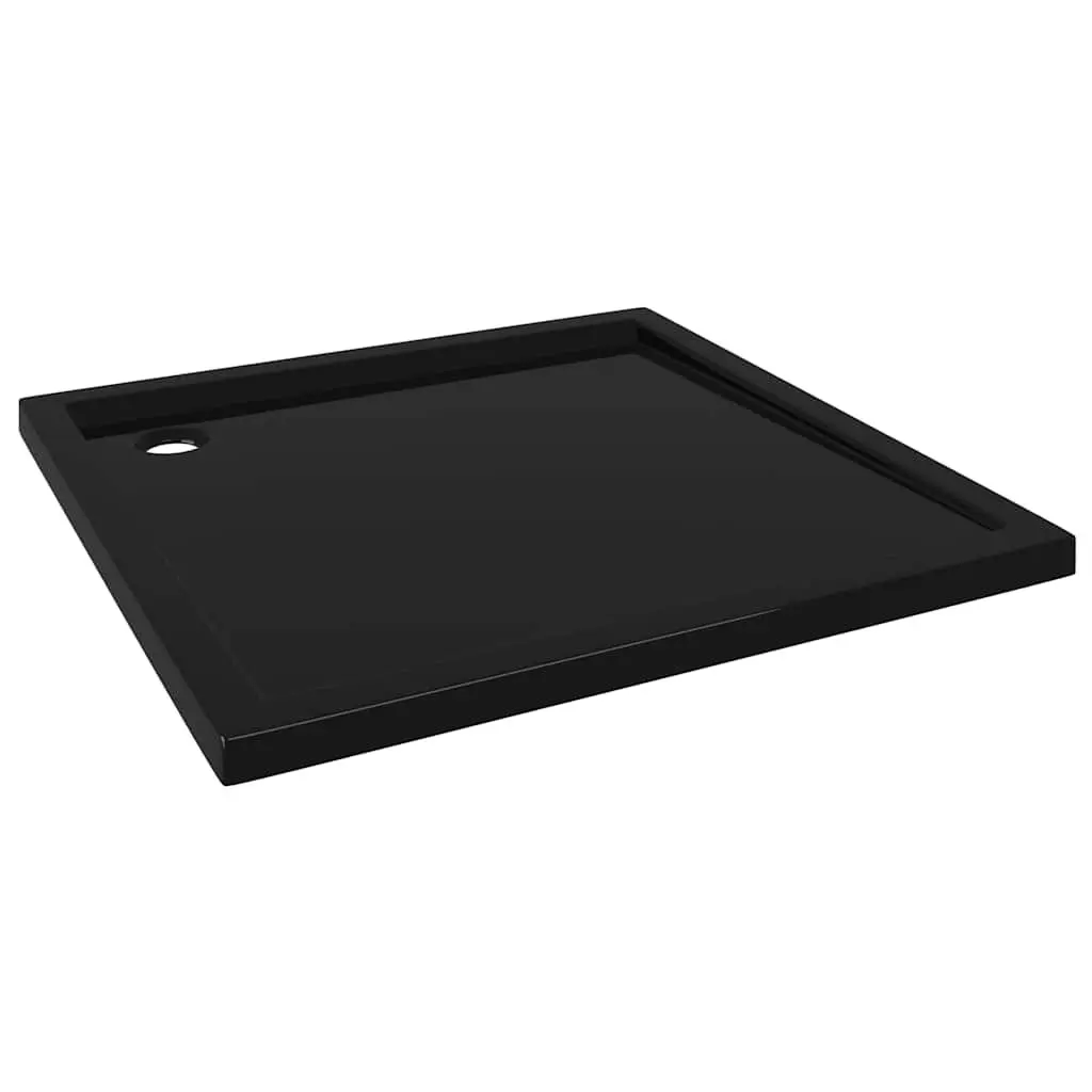 Square Shower Base Tray 90x90 cm Black ABS Low Threshold Modern