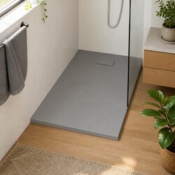 Shower Base Tray Grey 120x70 cm Low Profile Bathroom Fixture Skid Resistant