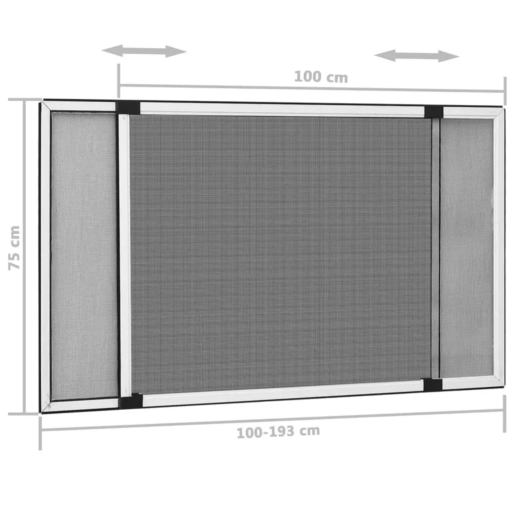 Extendable Insect Screen 100-193cm Adjustable Frame White Aluminium Fibreglass Mesh