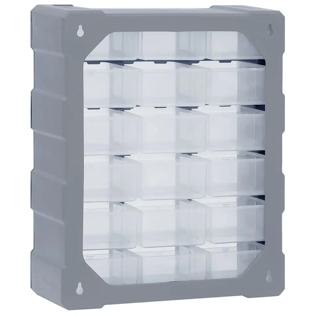 Multi-Drawer Tool Organiser 18 Drawers Impact-Resistant Plastic Grey
