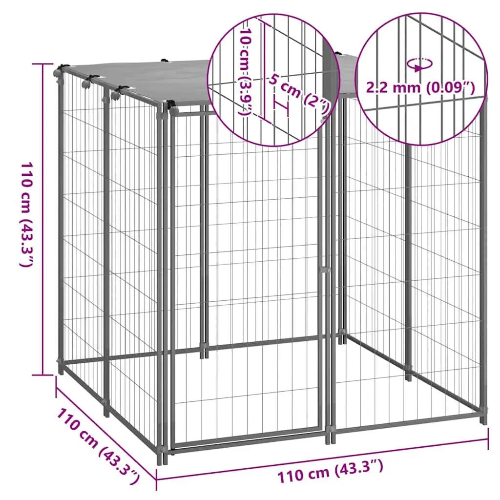Dog Kennel Outdoor 110x110x110 cm Steel Wire Mesh Cage Run