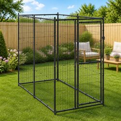 Enhance Your Outdoor Space with This Black Steel Dog Kennel
