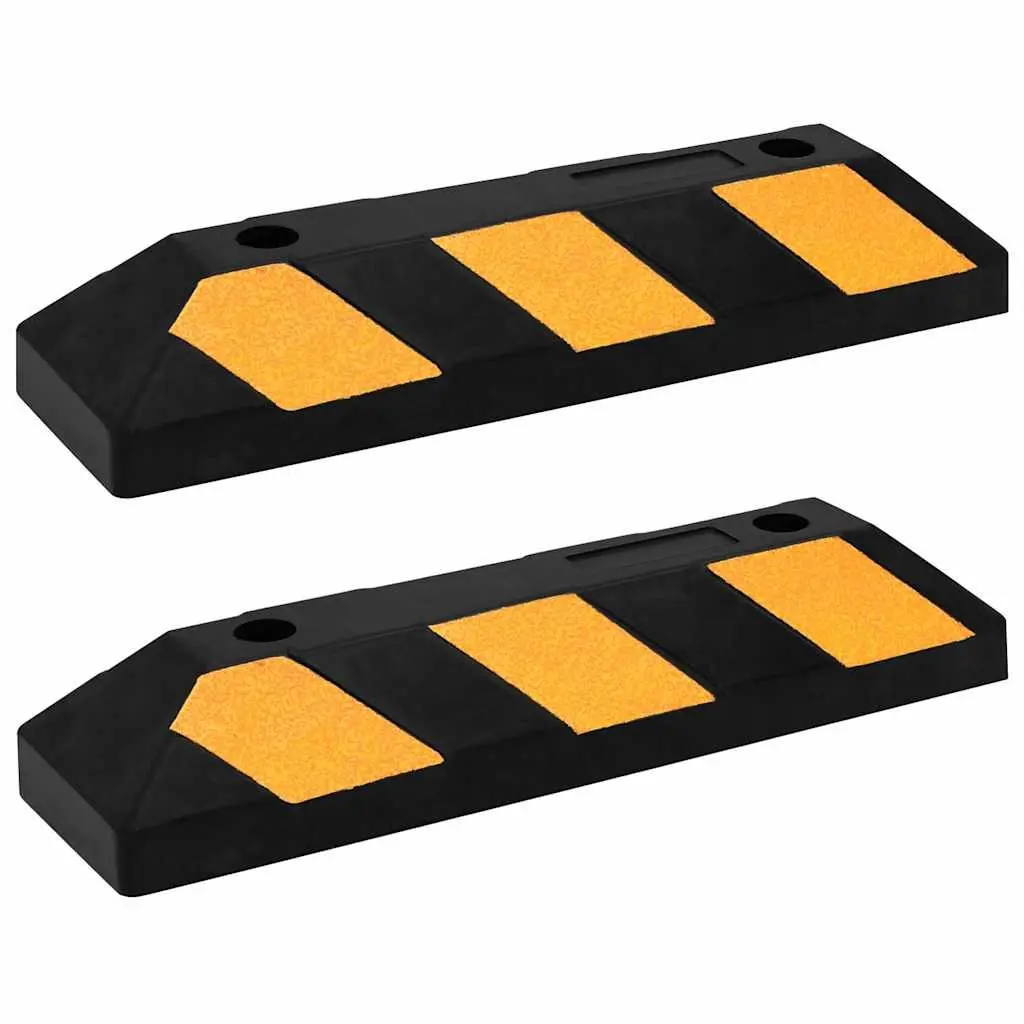 Reflective Rubber Parking Blocks 2pcs Vehicle Wheel Stoppers High Visibility