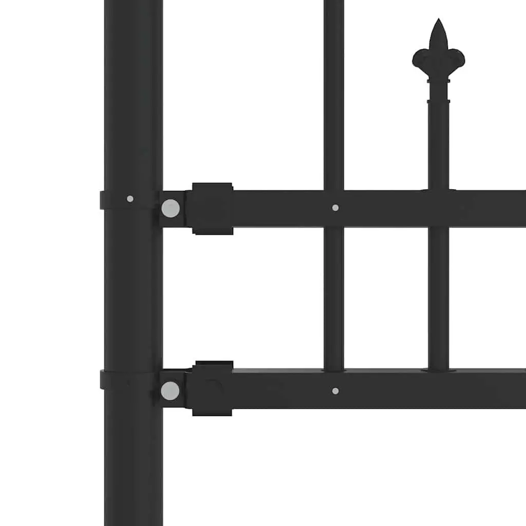 Garden Fence Panel 240 x 75 cm Black Spear Top Powder-Coated Steel Outdoor Perimeter Barrier