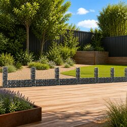 U-Shape Gabion Basket with 7 Posts Fence Panel Retaining Wall Garden Barrier