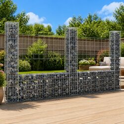 U-Shape Gabion Basket with Posts Iron Fence Panel Retaining Wall Garden Barrier