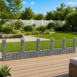 U-Shape Gabion Basket with 6 Posts Fence Panel Retaining Wall Garden Barrier